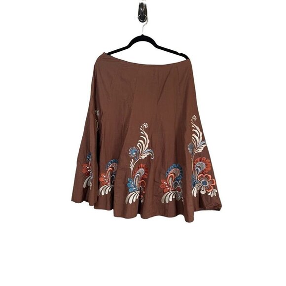 Sunny Leigh Chic Floral Midi Skirt 10 Brown Western Hippie Boho Indie Urban 80s - Picture 5 of 8